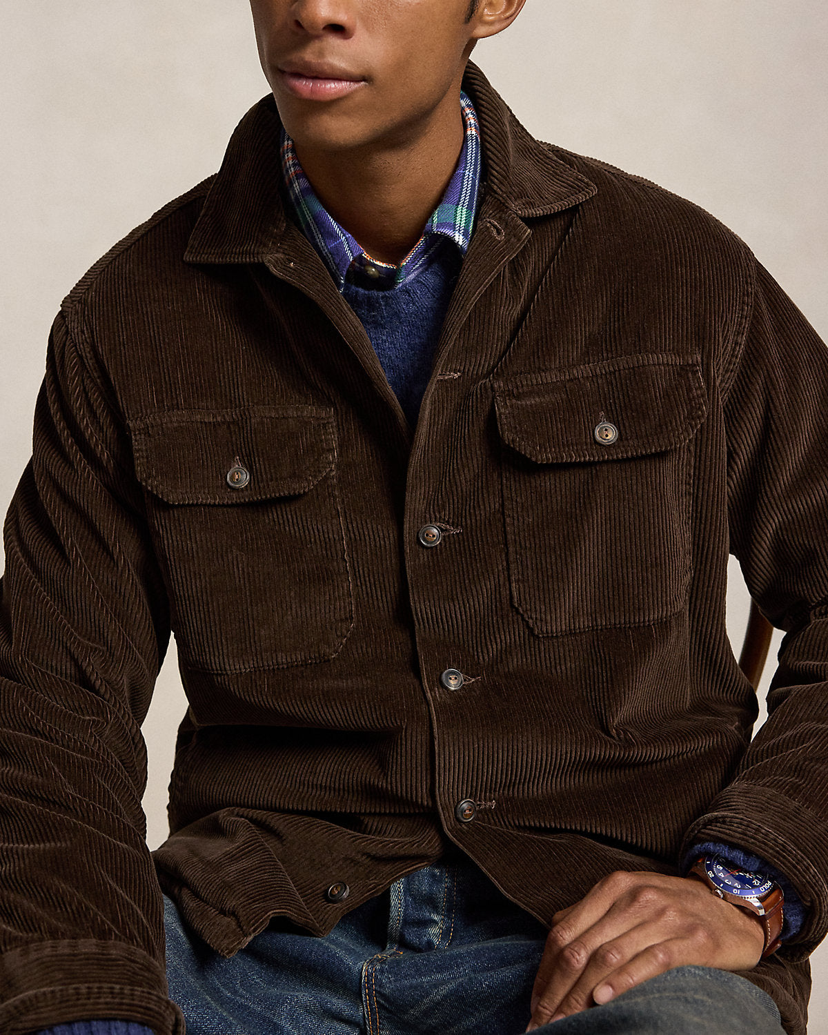 Fleece-Lined Corduroy Overshirt