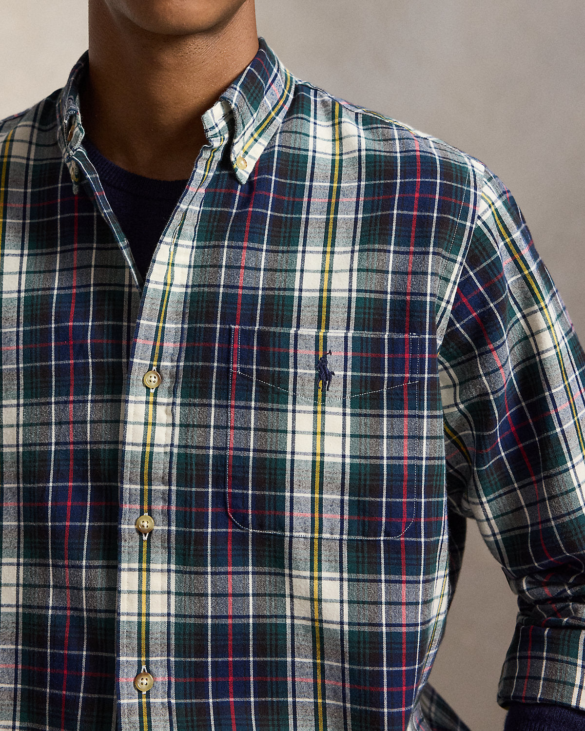 Classic Fit Plaid Brushed Oxford Shirt