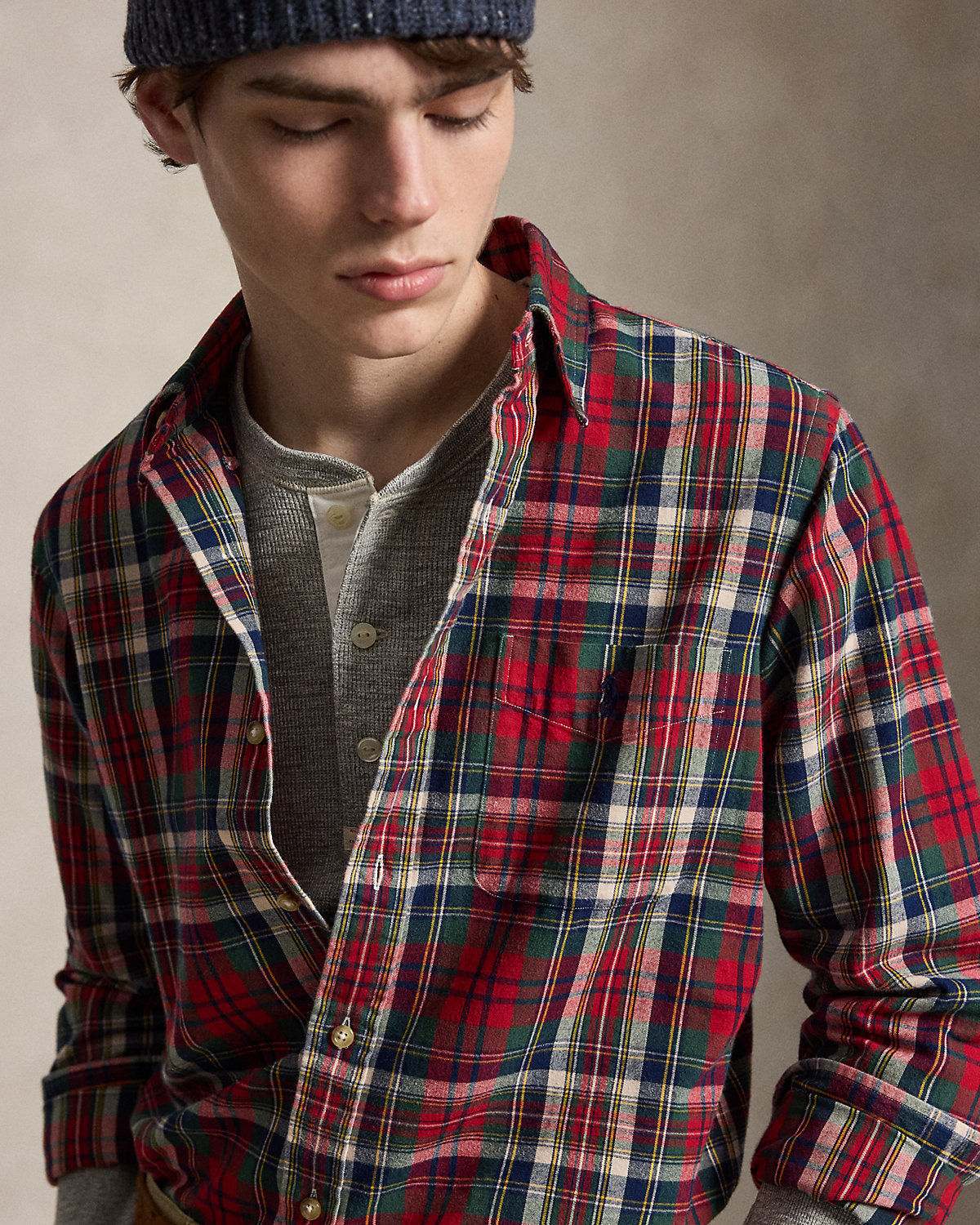 Classic Fit Plaid Brushed Oxford Shirt