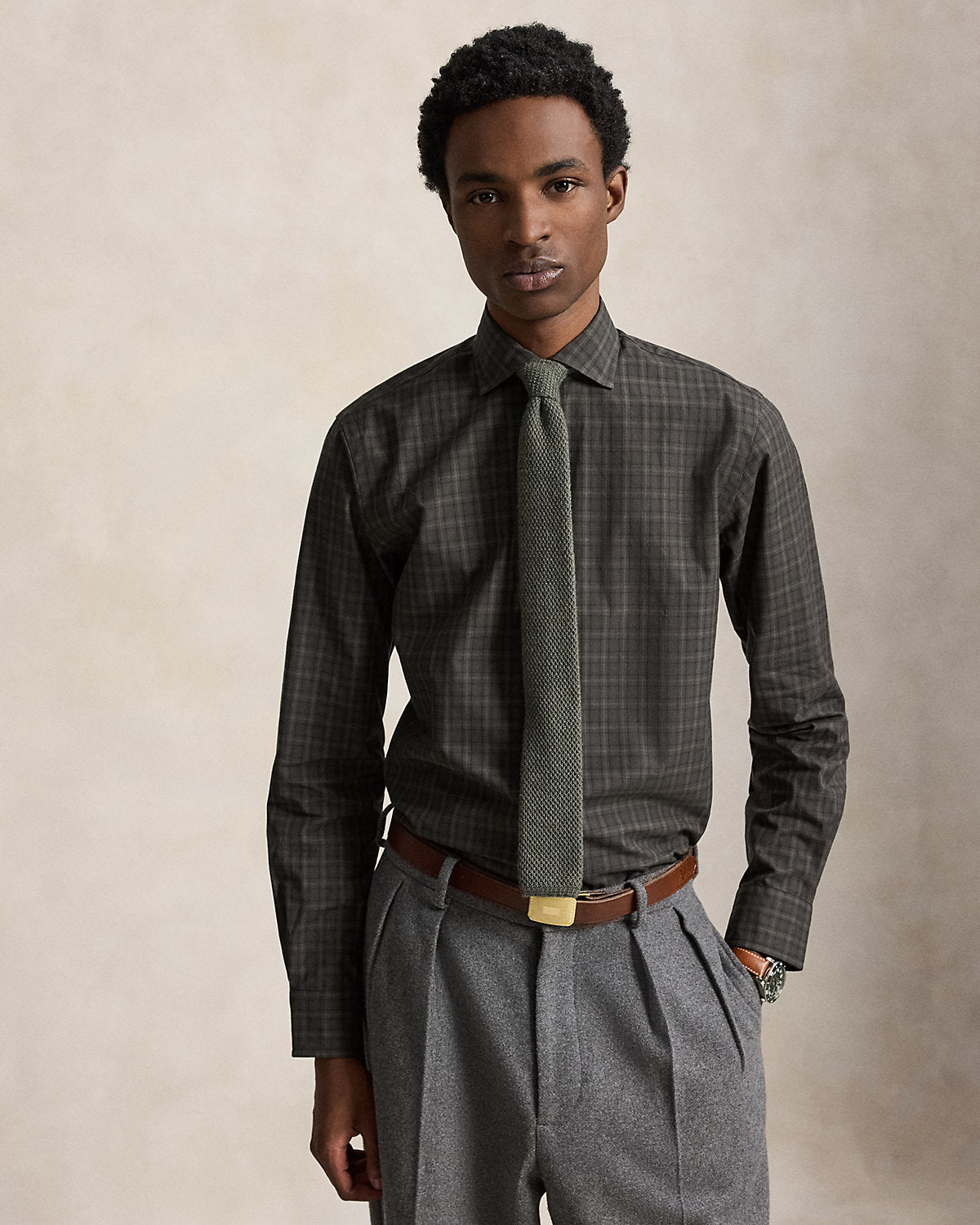 Classic Fit Plaid Poplin Shirt