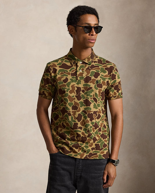 Custom Slim Fit Camo Mesh Polo Shirt