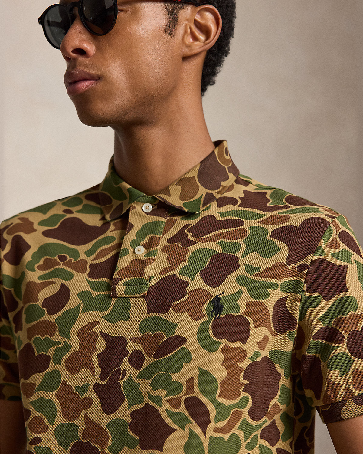 Custom Slim Fit Camo Mesh Polo Shirt