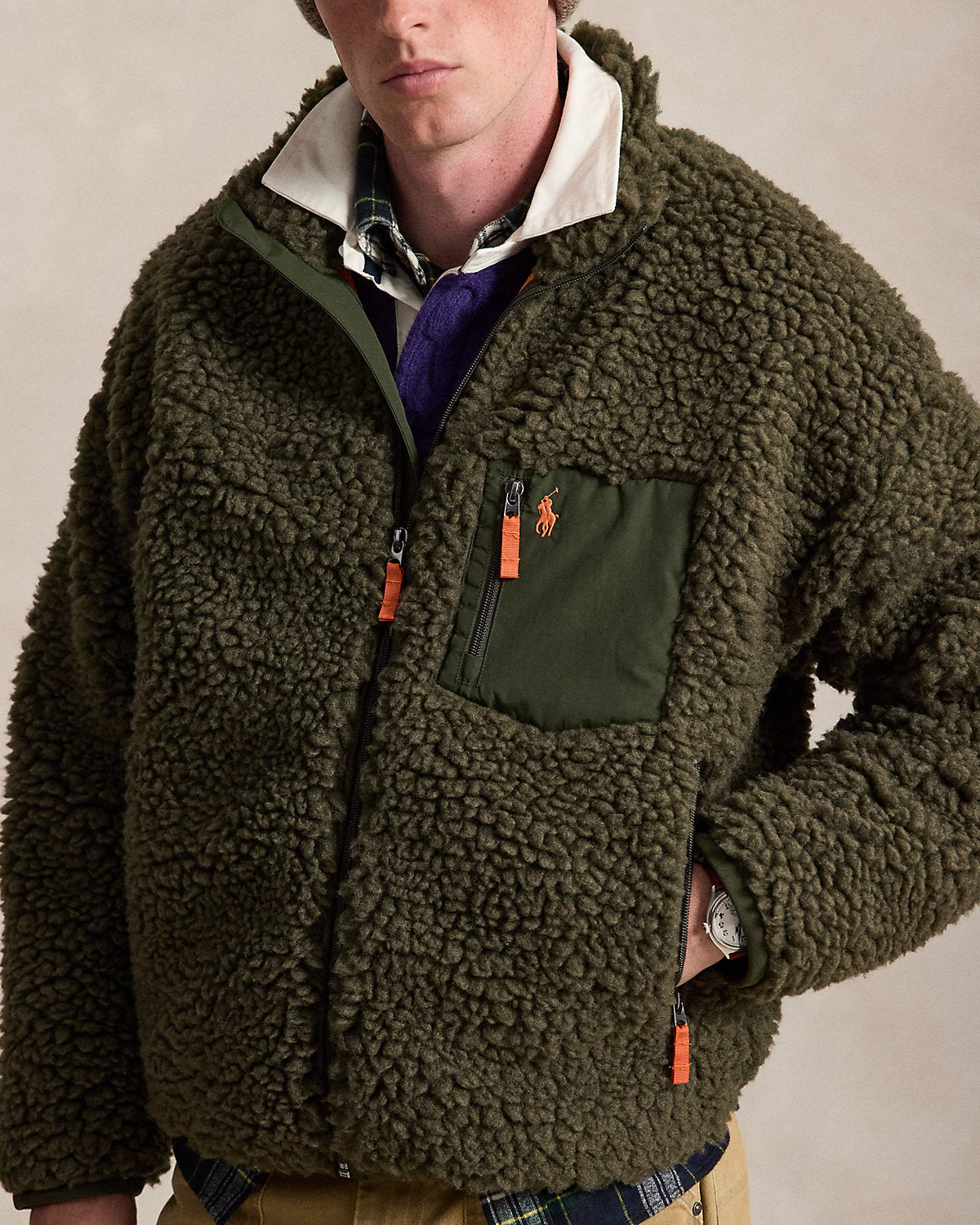 Relaxed Fit Pile Fleece Jacket