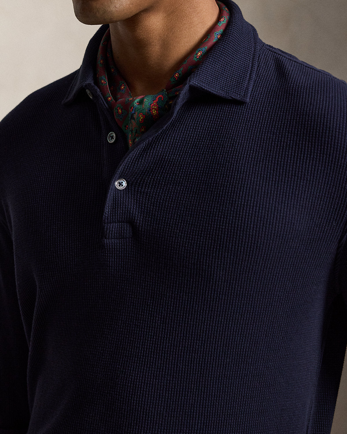 Standard Fit Waffle-Knit Polo Shirt