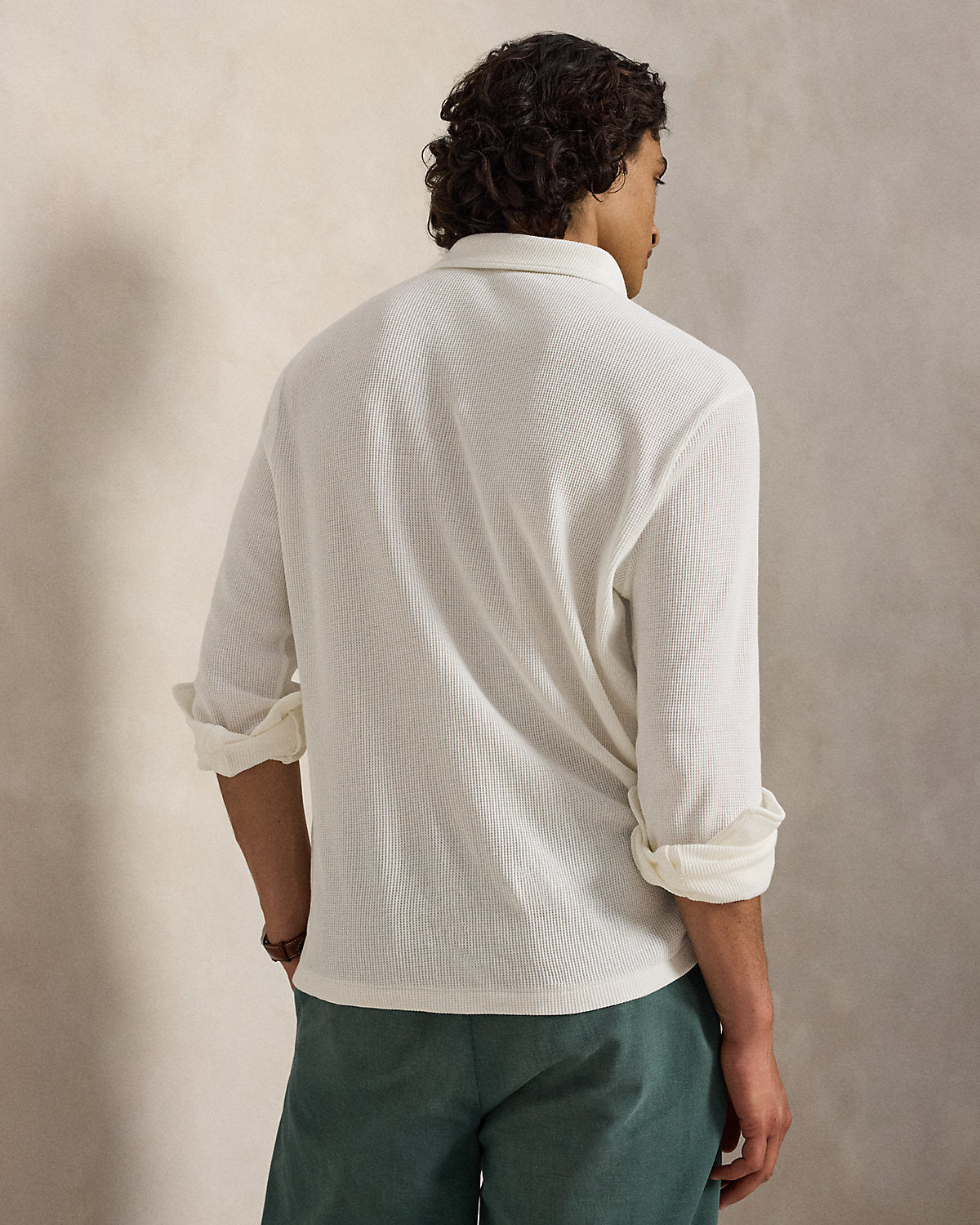 Standard Fit Waffle-Knit Polo Shirt