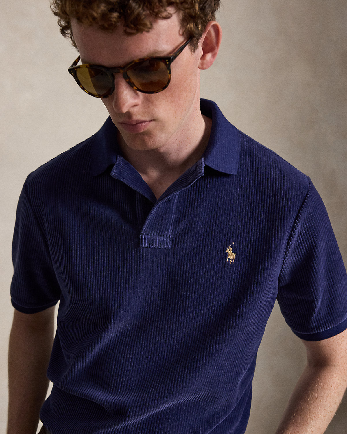 Classic Fit Knit Corduroy Polo Shirt