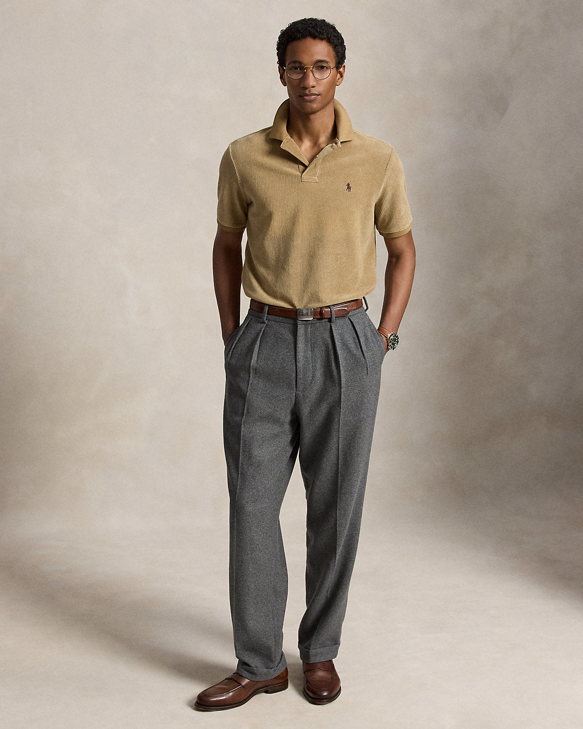 Classic Fit Knit Corduroy Polo Shirt