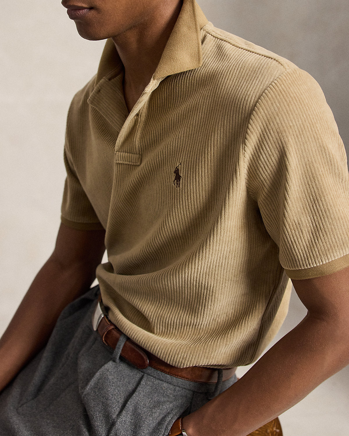 Classic Fit Knit Corduroy Polo Shirt