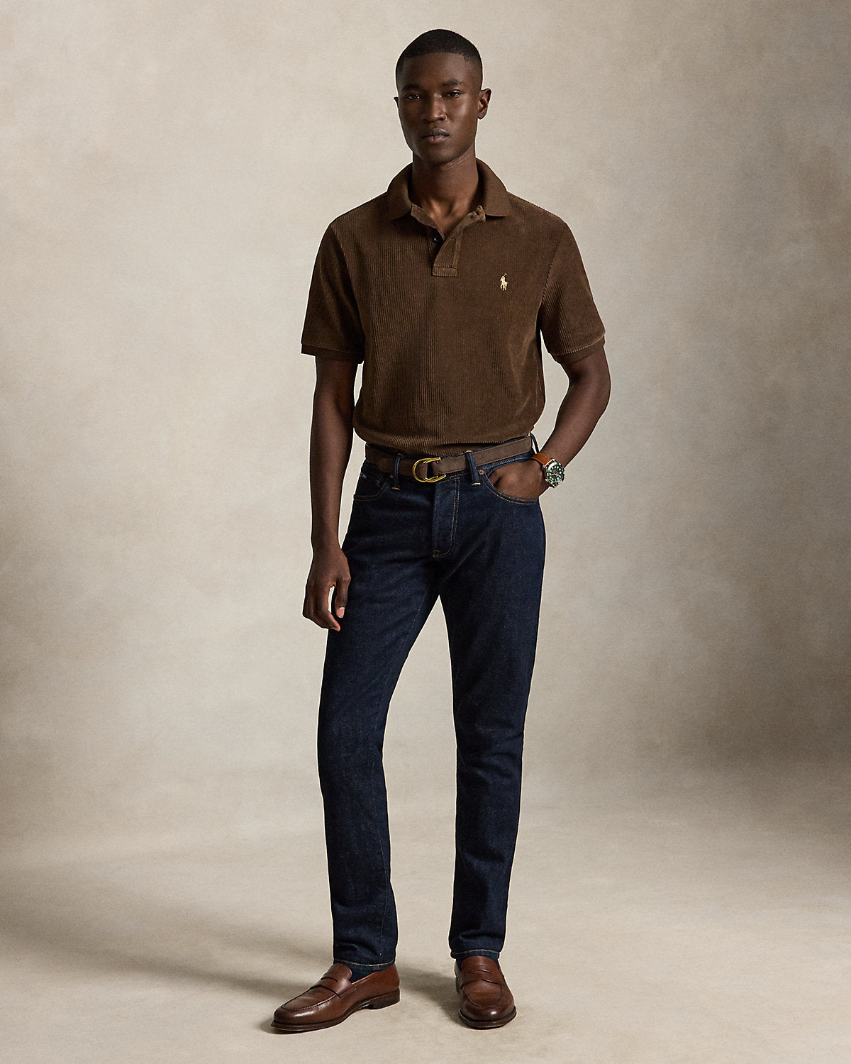 Classic Fit Knit Corduroy Polo Shirt