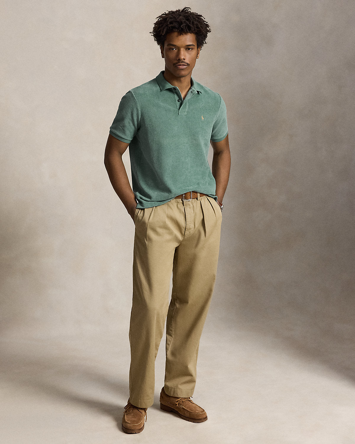 Classic Fit Knit Corduroy Polo Shirt
