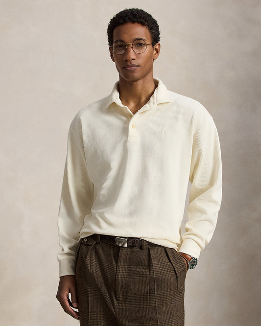 Relaxed Fit Knit Corduroy Polo Shirt