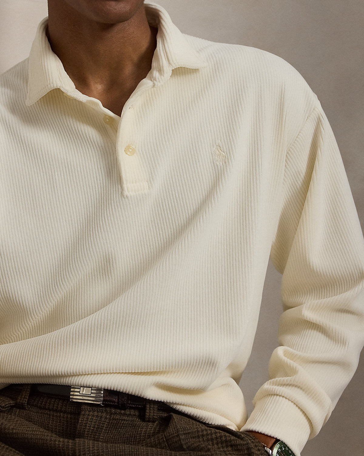 Relaxed Fit Knit Corduroy Polo Shirt
