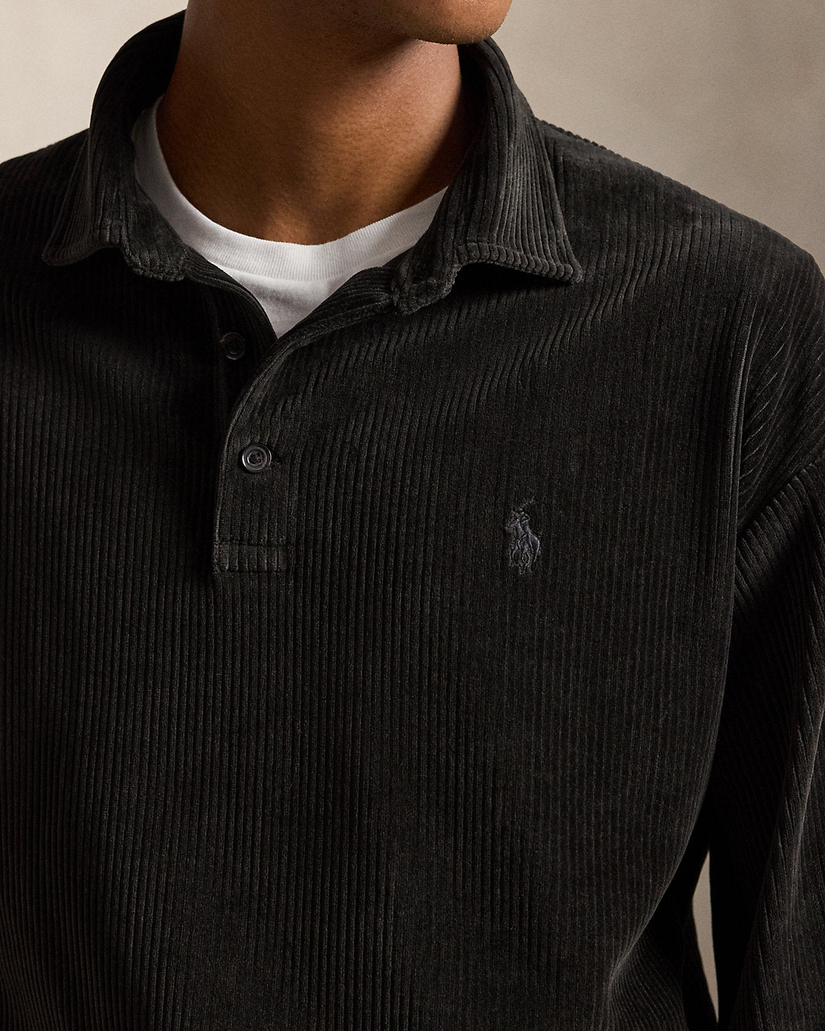 Relaxed Fit Knit Corduroy Polo Shirt
