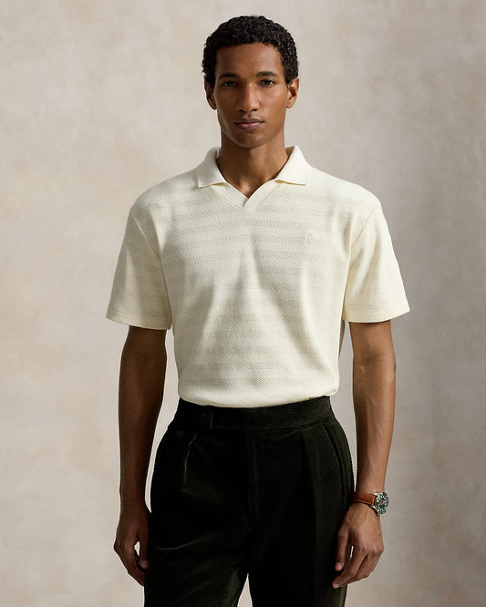 Pointelle-Ribbed Polo Shirt