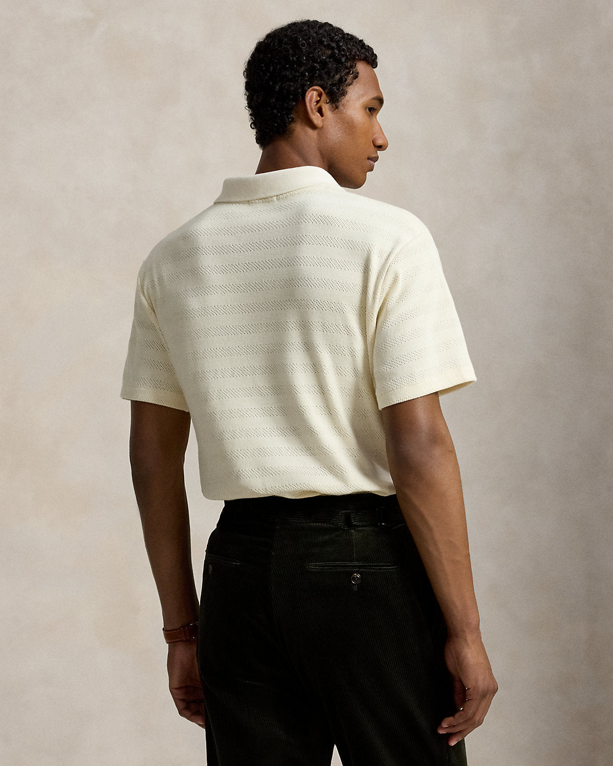 Pointelle-Ribbed Polo Shirt