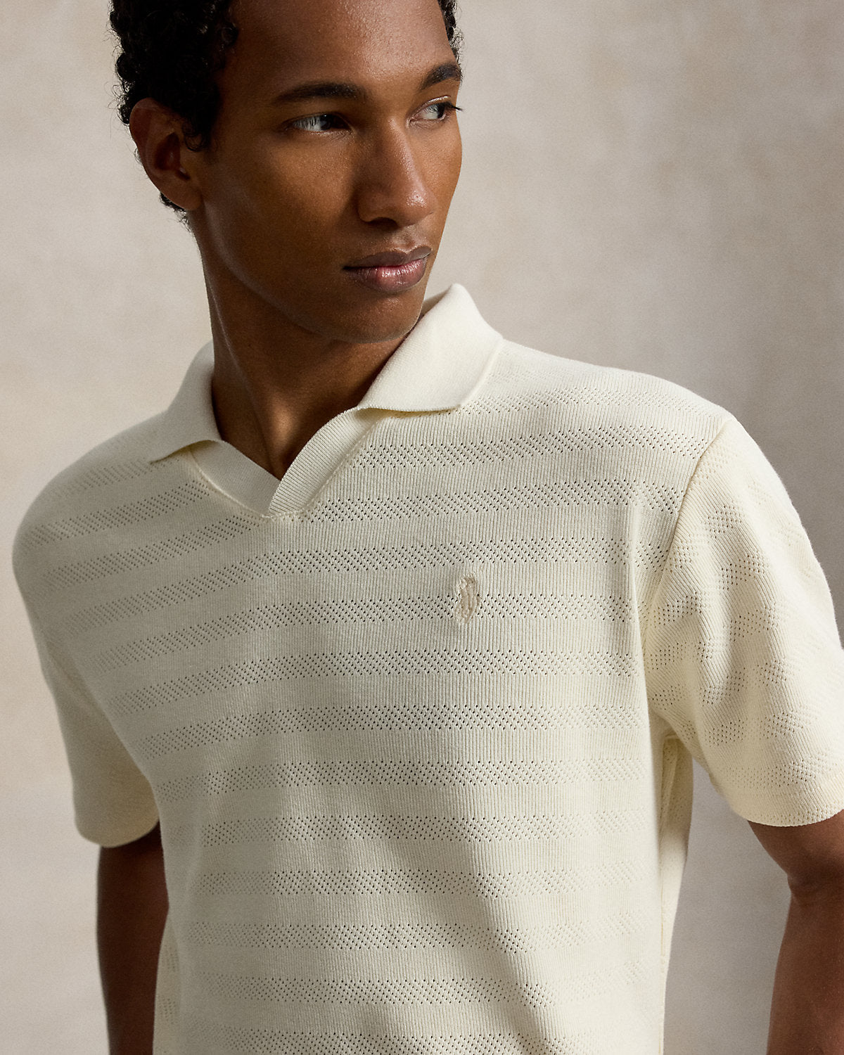 Pointelle-Ribbed Polo Shirt