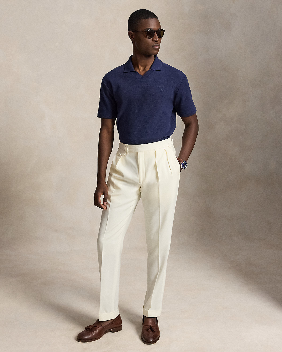 Pointelle-Ribbed Polo Shirt