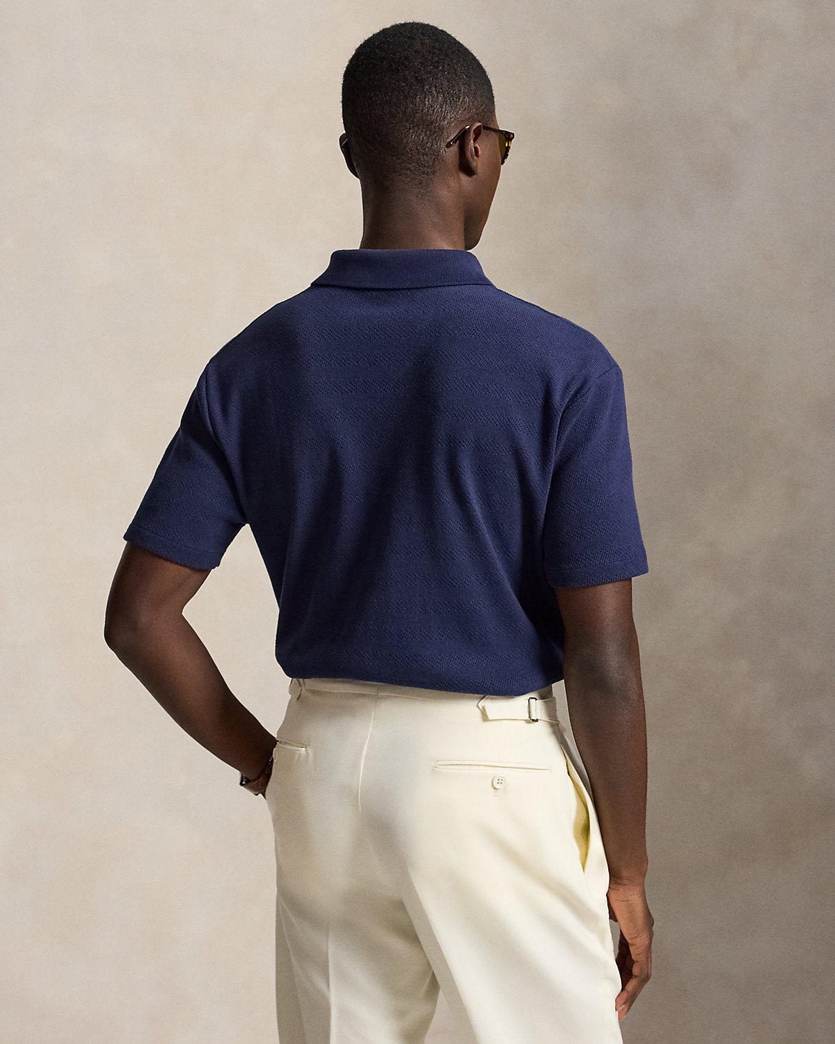 Pointelle-Ribbed Polo Shirt