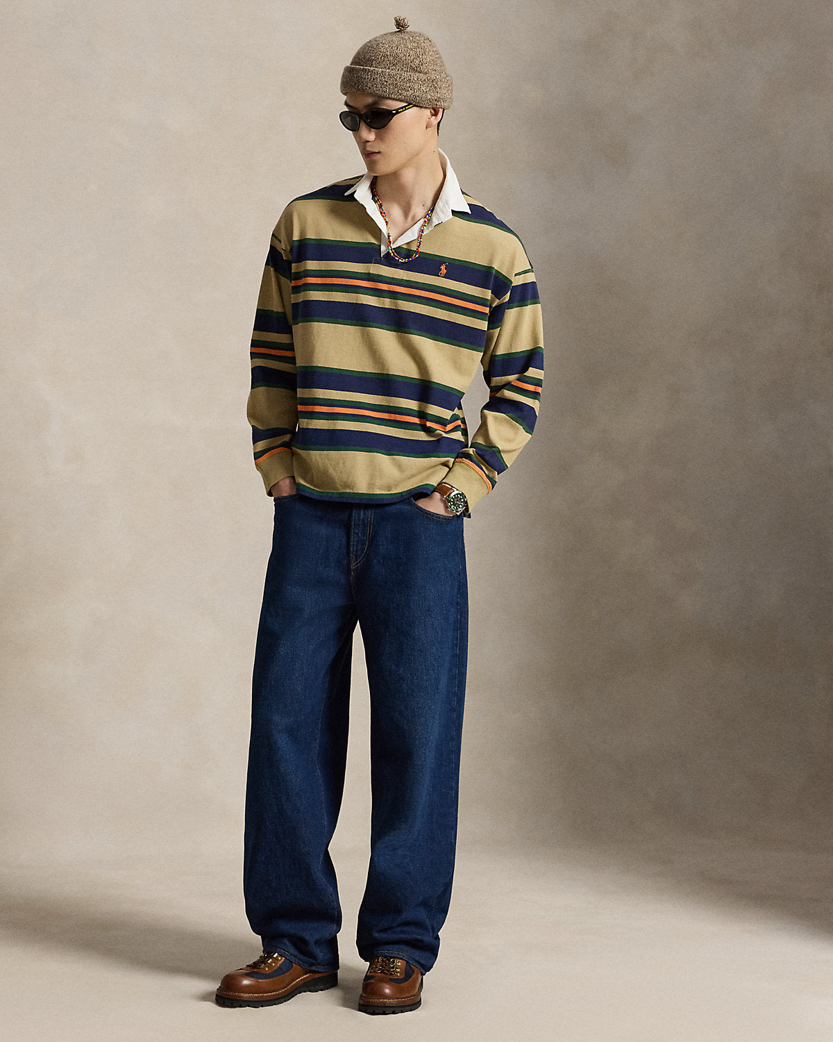 Big Fit Striped Jersey Rugby Shirt