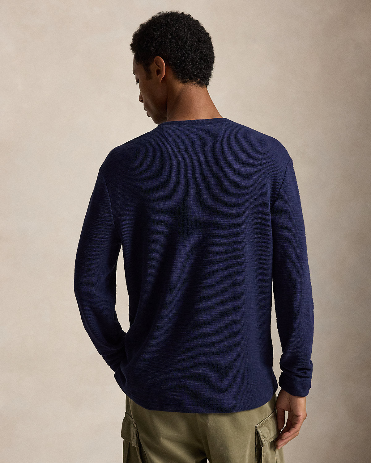 Waffle-Knit Henley Shirt