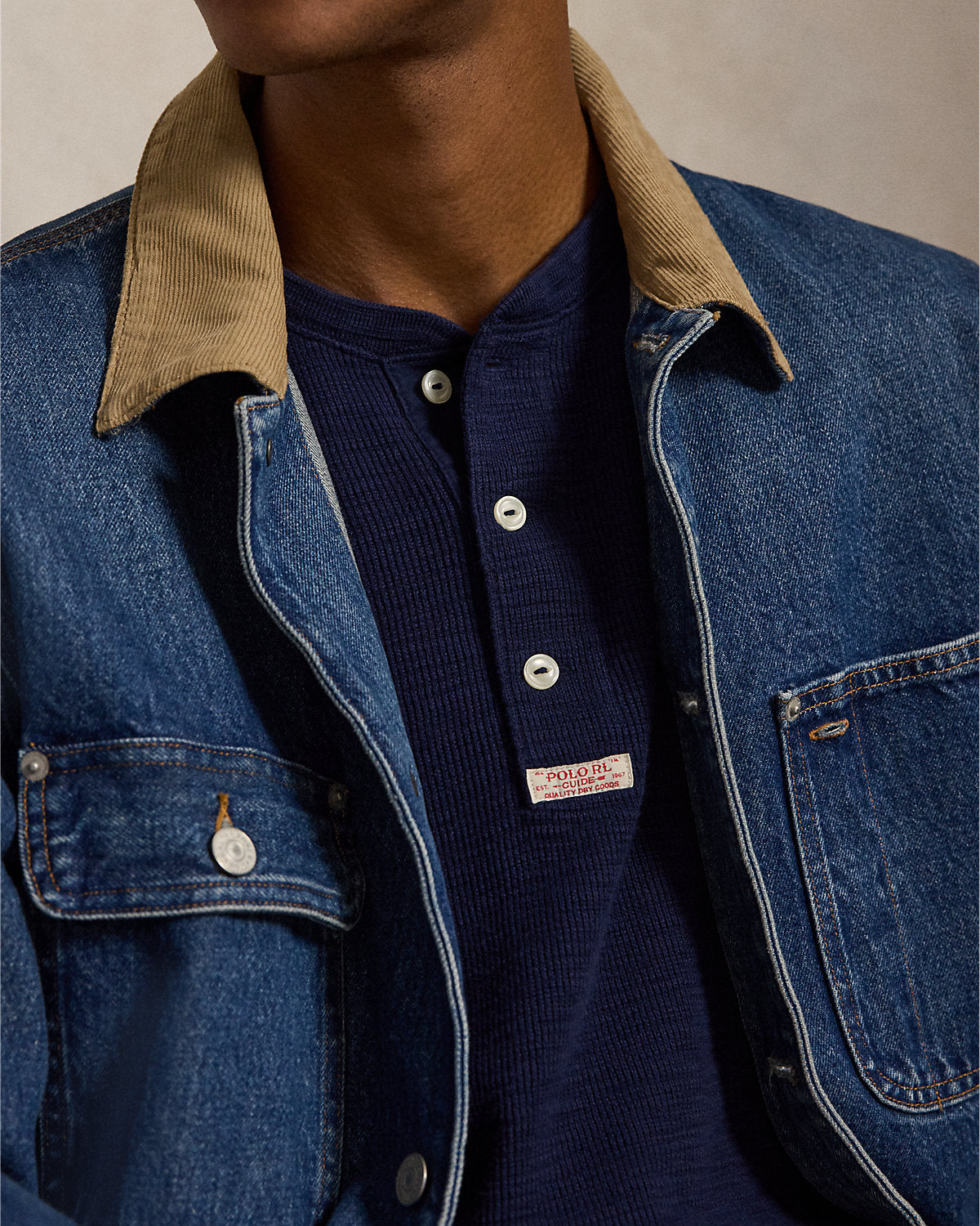 Waffle-Knit Henley Shirt