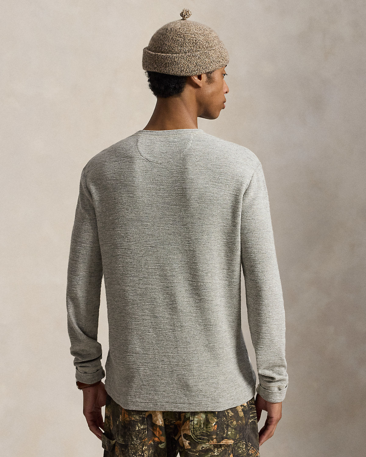 Waffle-Knit Henley Shirt