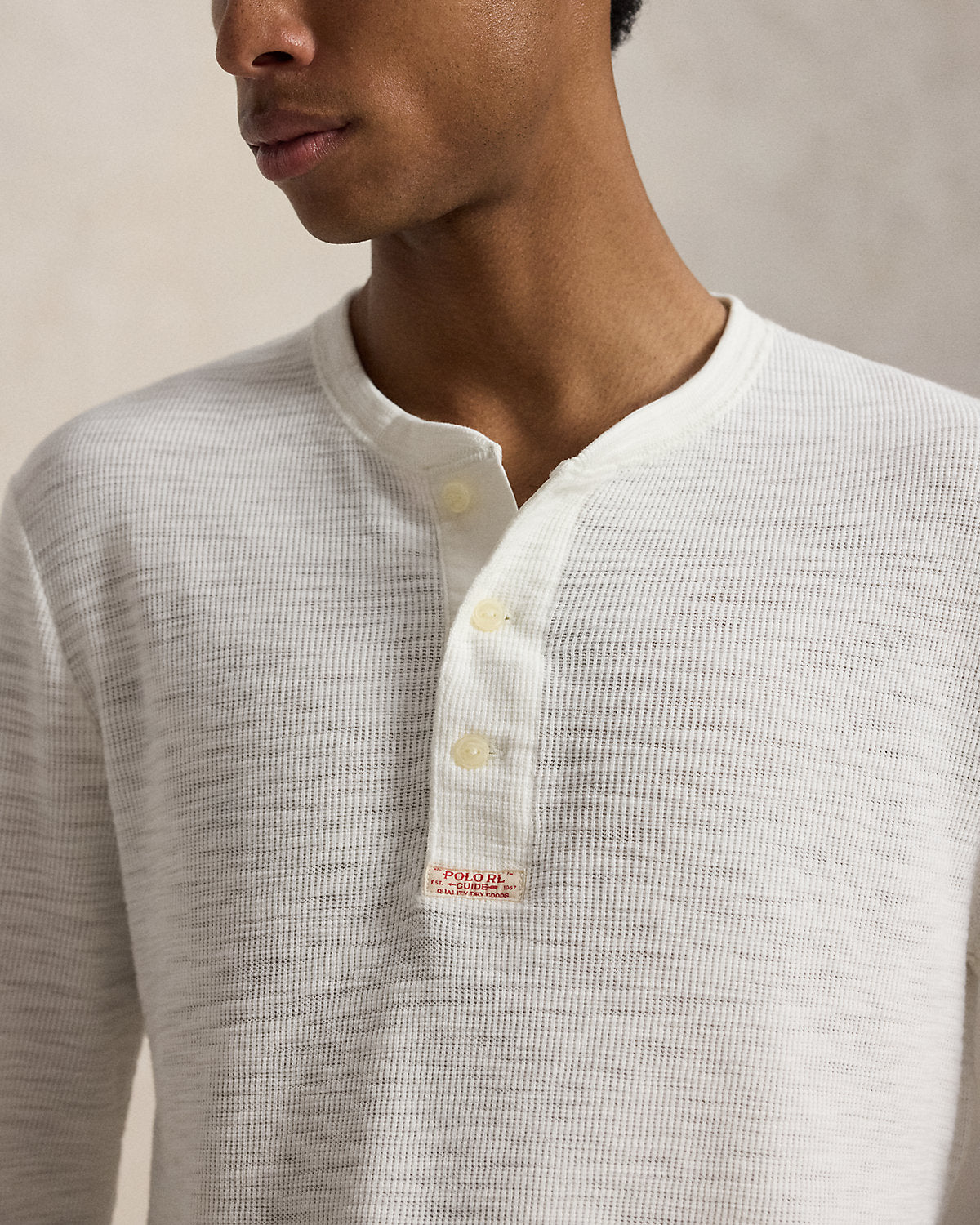 Waffle-Knit Henley Shirt
