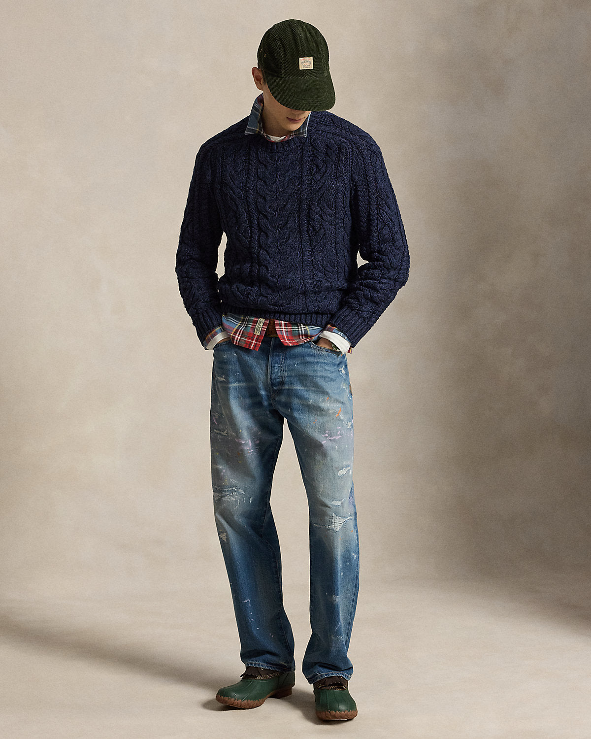 Aran-Knit Cotton Sweater