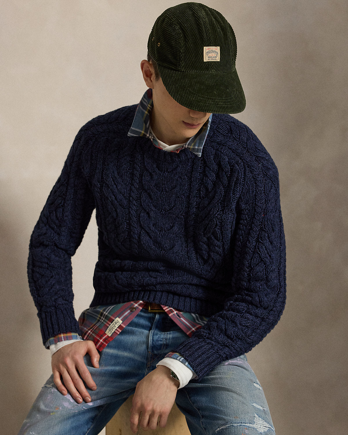 Aran-Knit Cotton Sweater