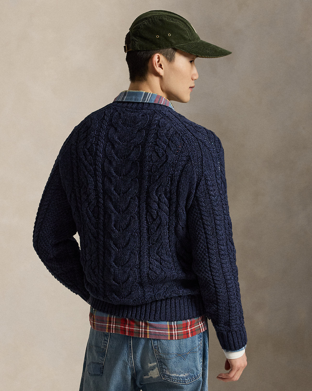 Aran-Knit Cotton Sweater