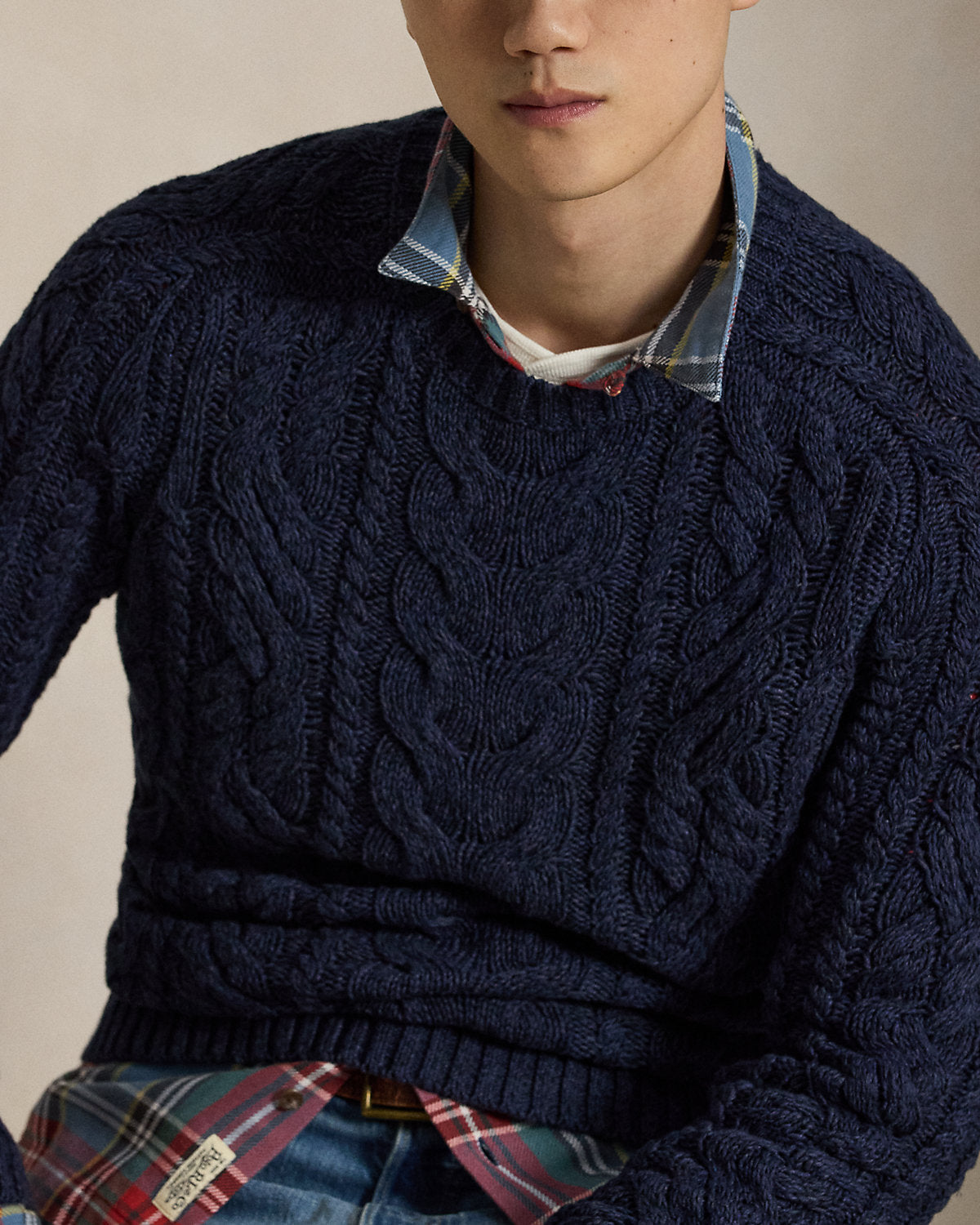 Aran-Knit Cotton Sweater