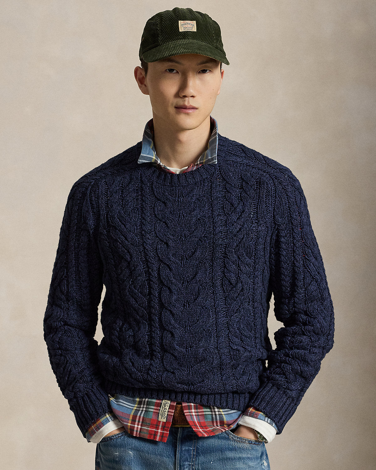 Aran-Knit Cotton Sweater