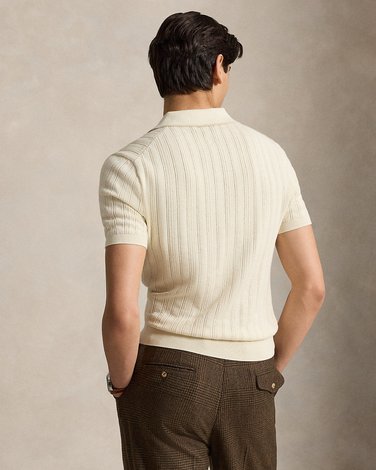 Textured Cotton Polo-Collar Sweater