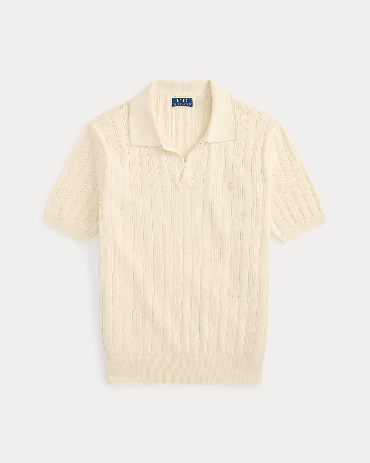 Textured Cotton Polo-Collar Sweater