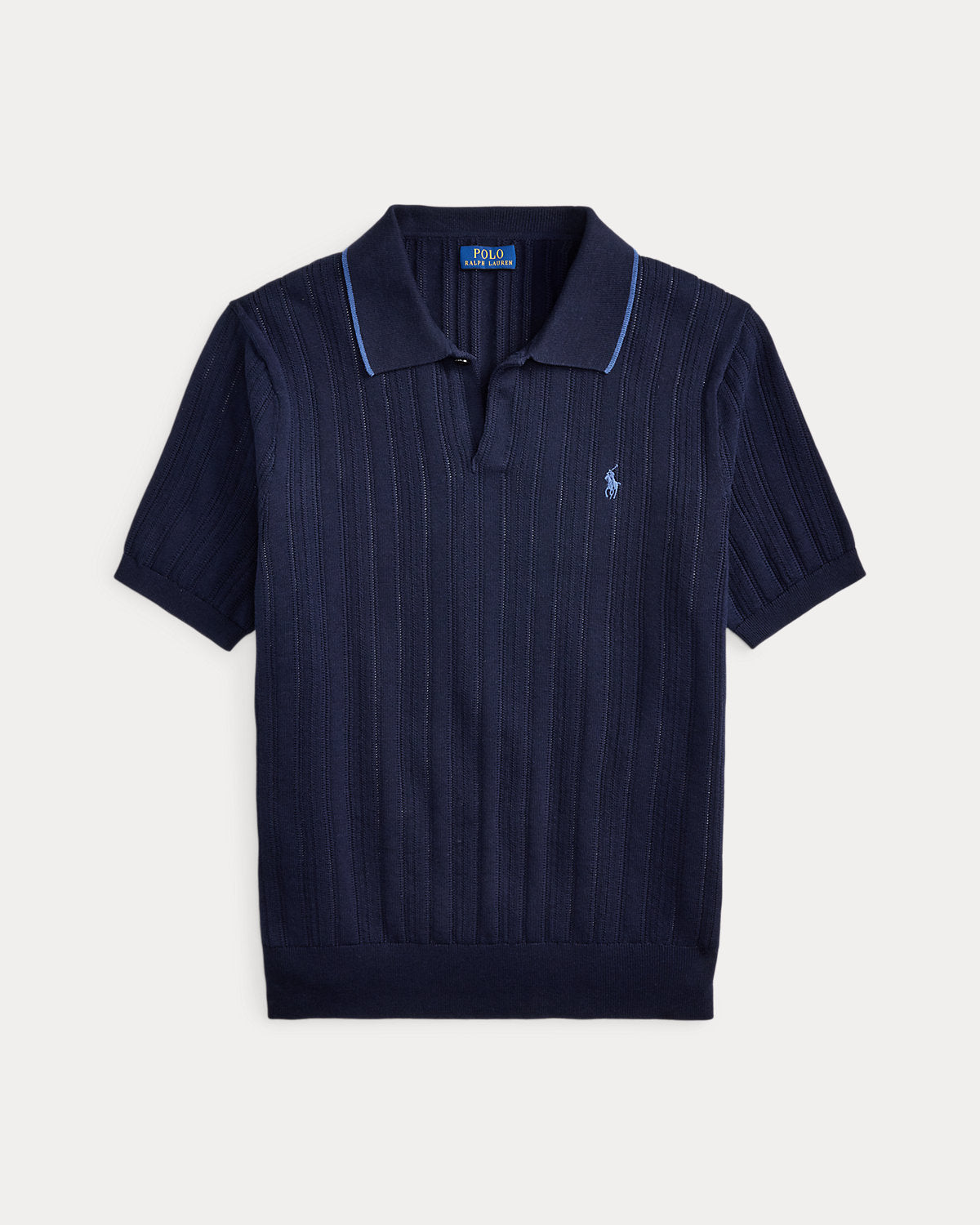 Textured Cotton Polo-Collar Sweater