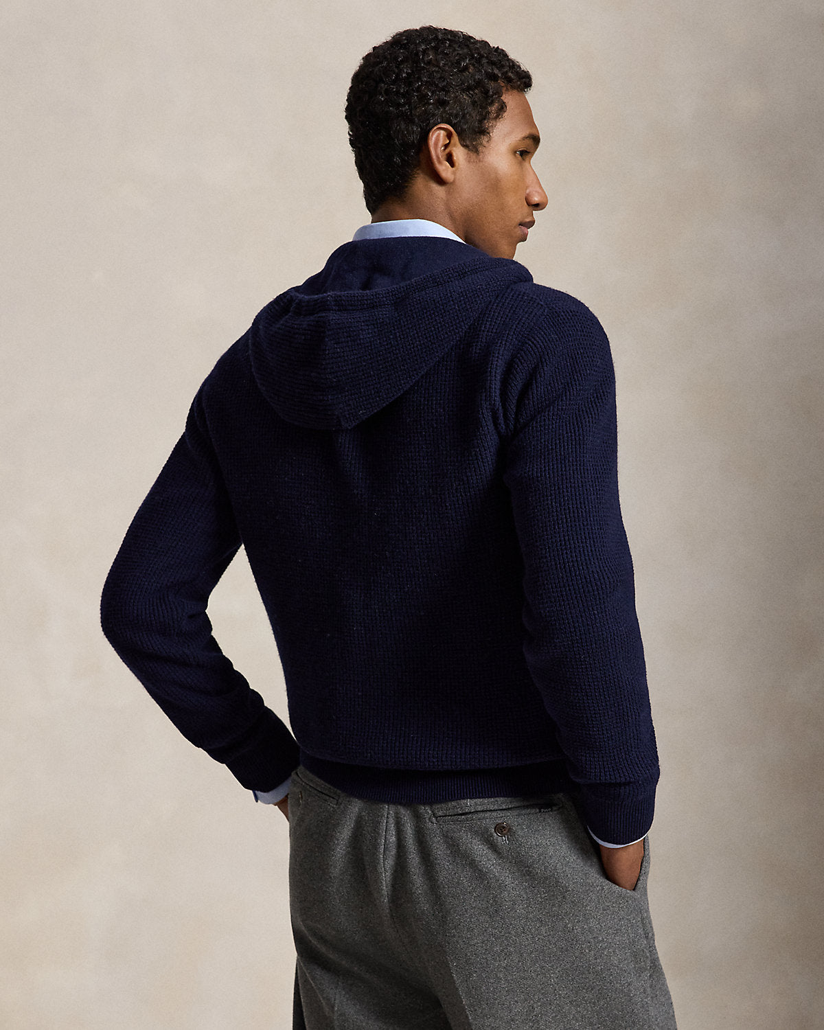 Waffle-Knit Wool-Cotton Hooded Sweater