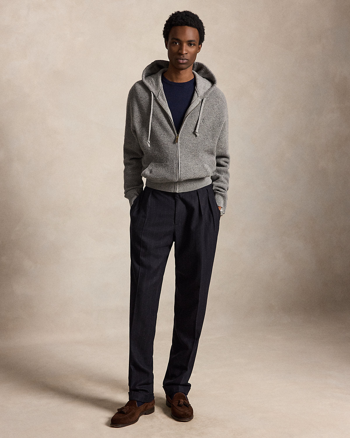 Waffle-Knit Wool-Cotton Hooded Sweater