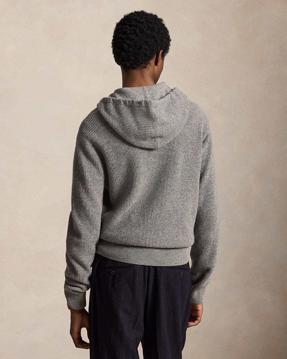 Waffle-Knit Wool-Cotton Hooded Sweater