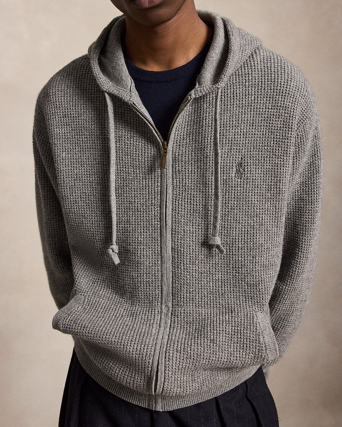 Waffle-Knit Wool-Cotton Hooded Sweater