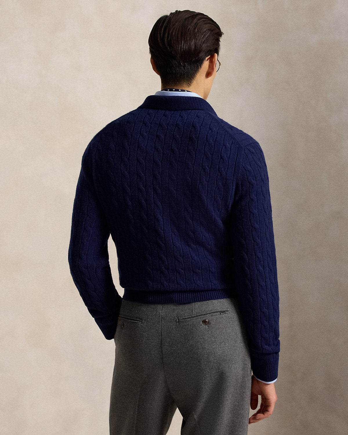 Cable-Knit Cashmere Polo-Collar Sweater