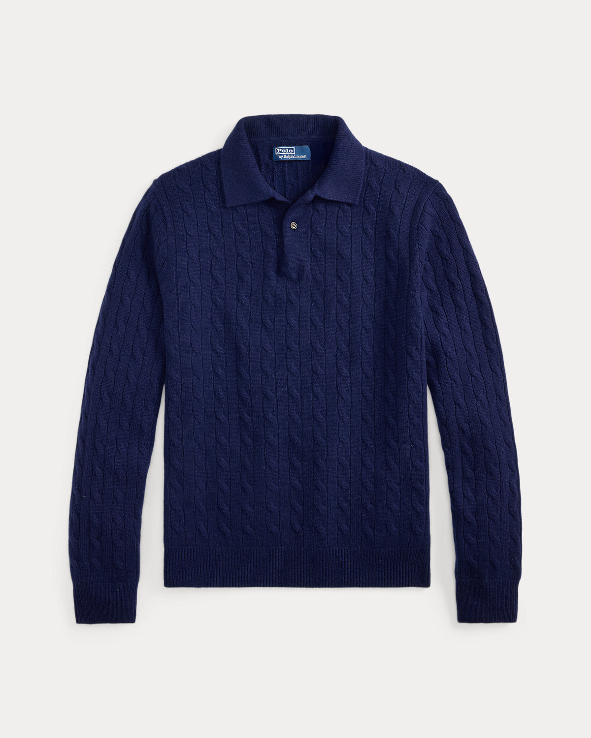 Cable-Knit Cashmere Polo-Collar Sweater
