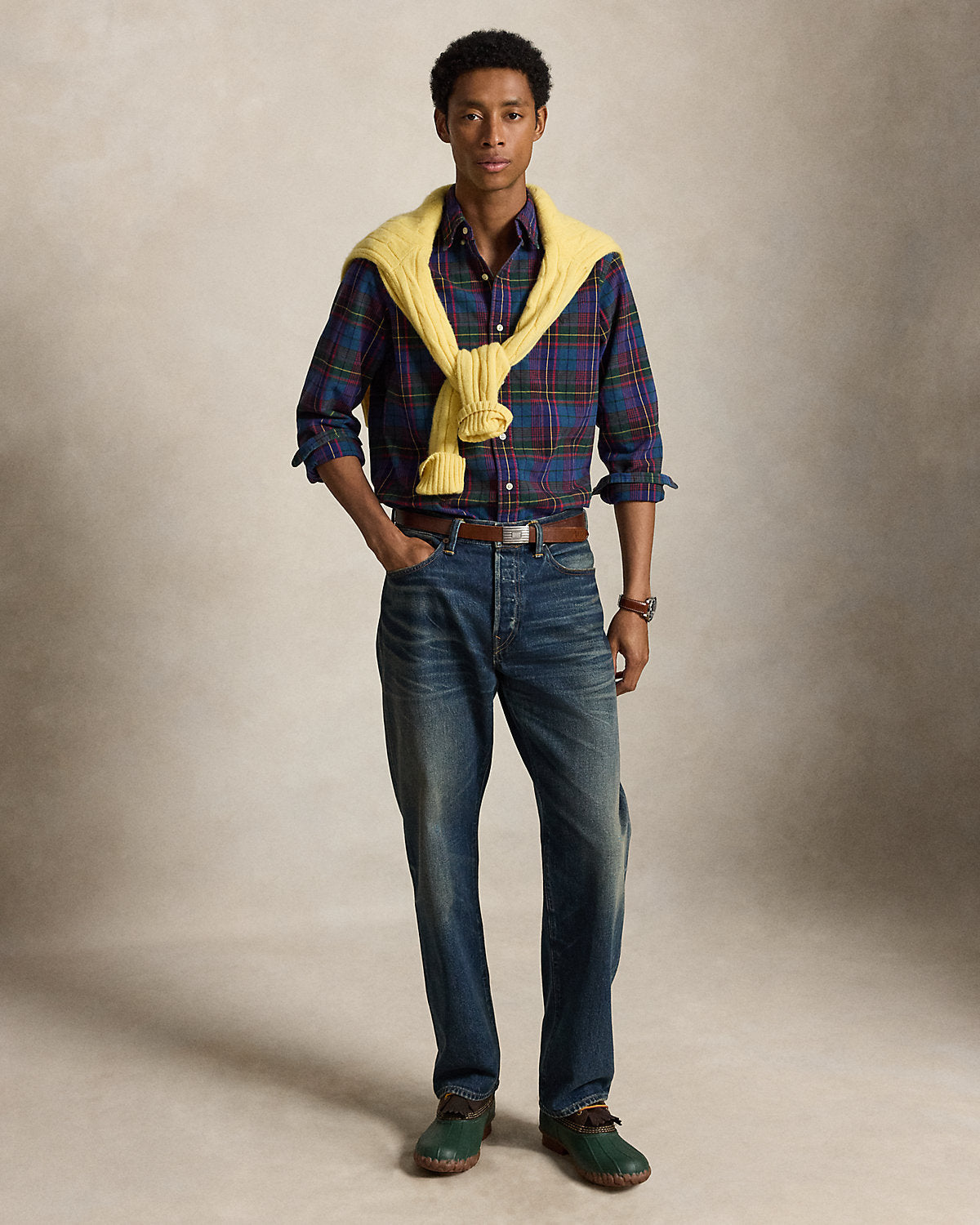 Classic Fit Plaid Brushed Oxford Shirt