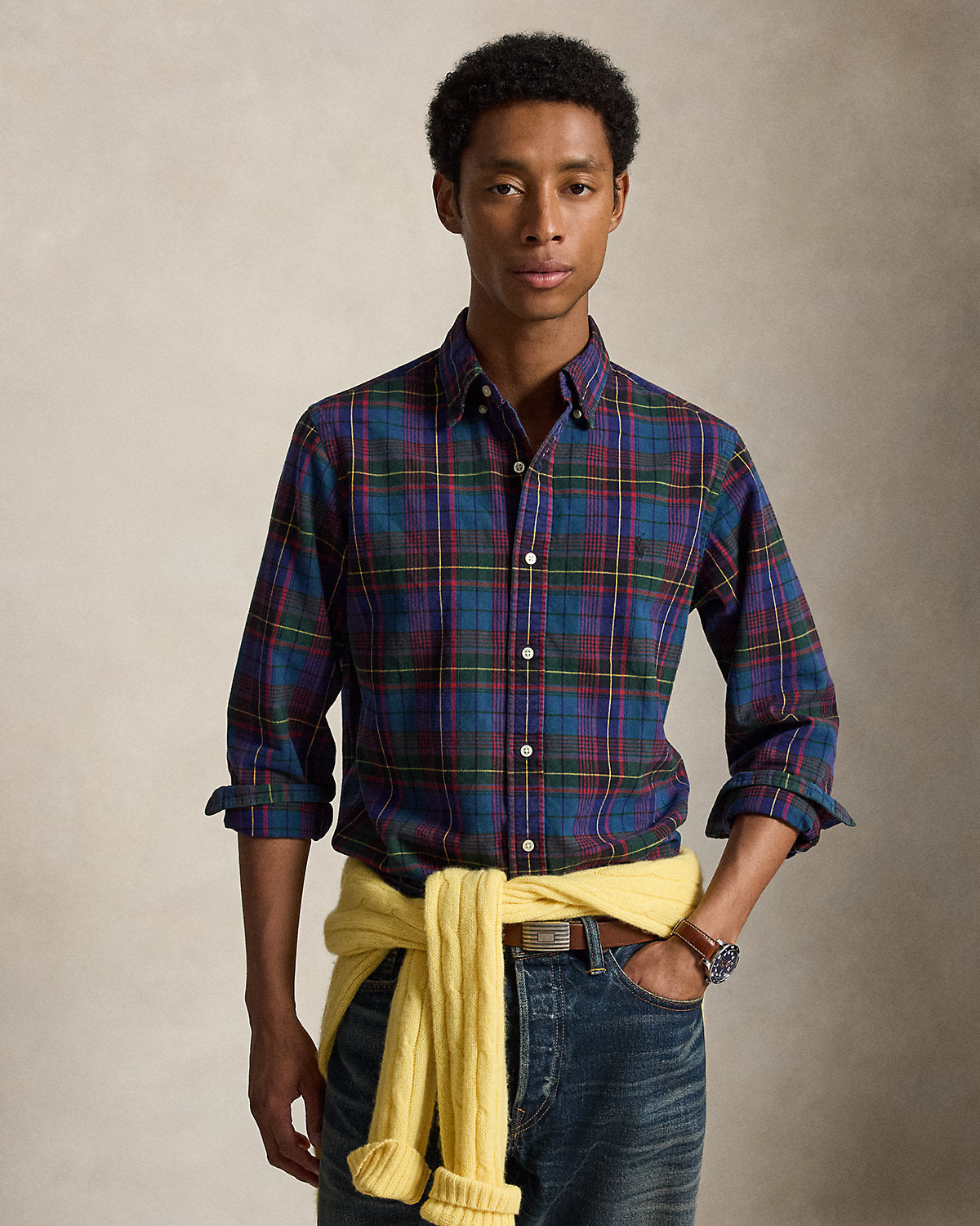 Classic Fit Plaid Brushed Oxford Shirt