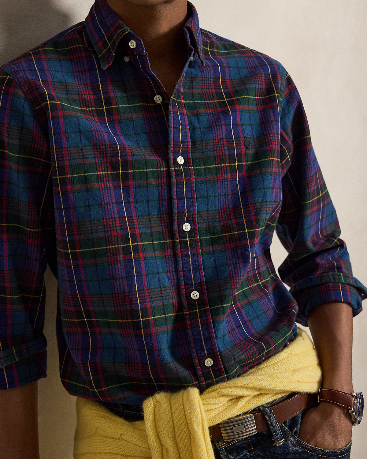 Classic Fit Plaid Brushed Oxford Shirt