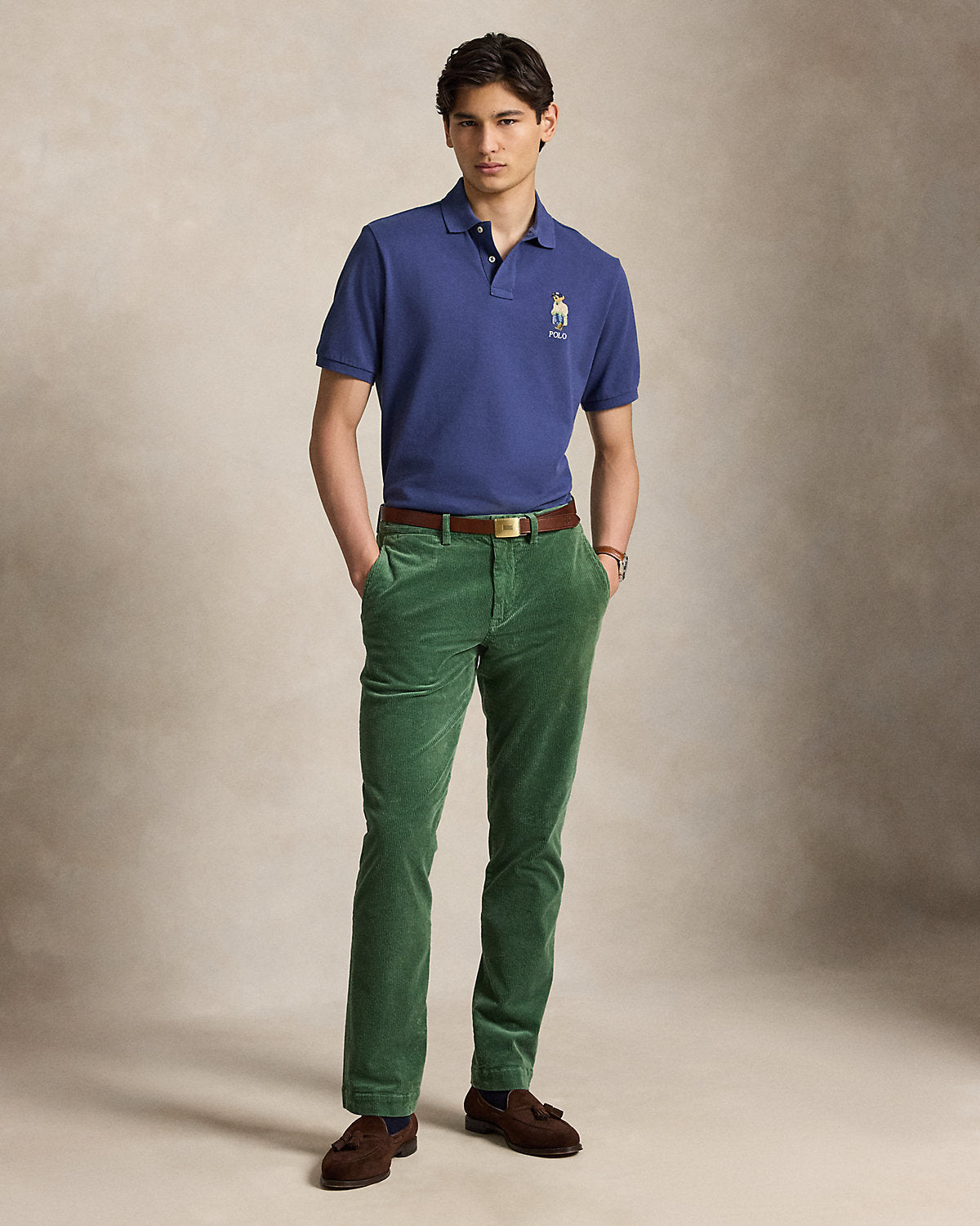 Classic Fit Bear Mesh Polo Shirt