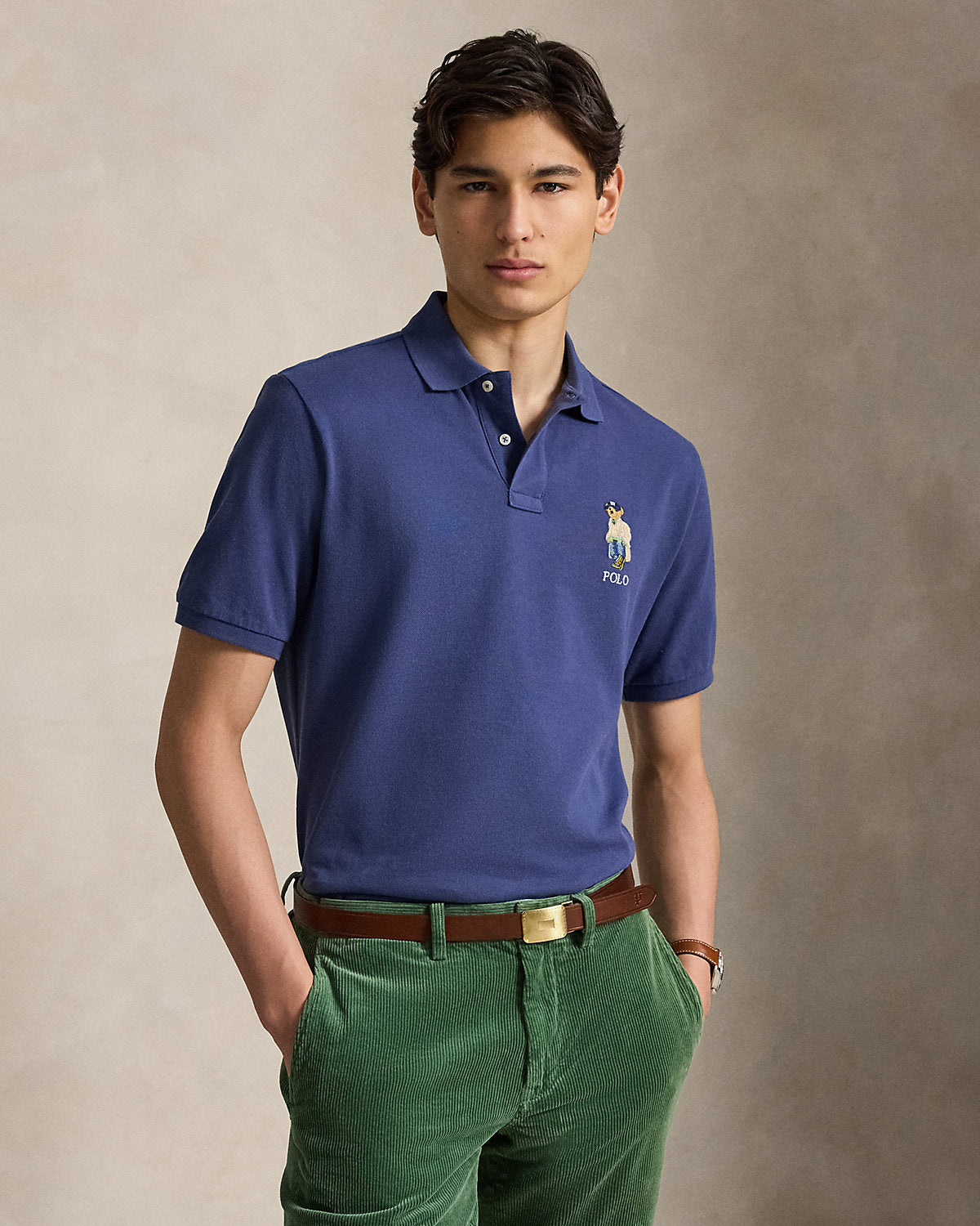 Classic Fit Bear Mesh Polo Shirt