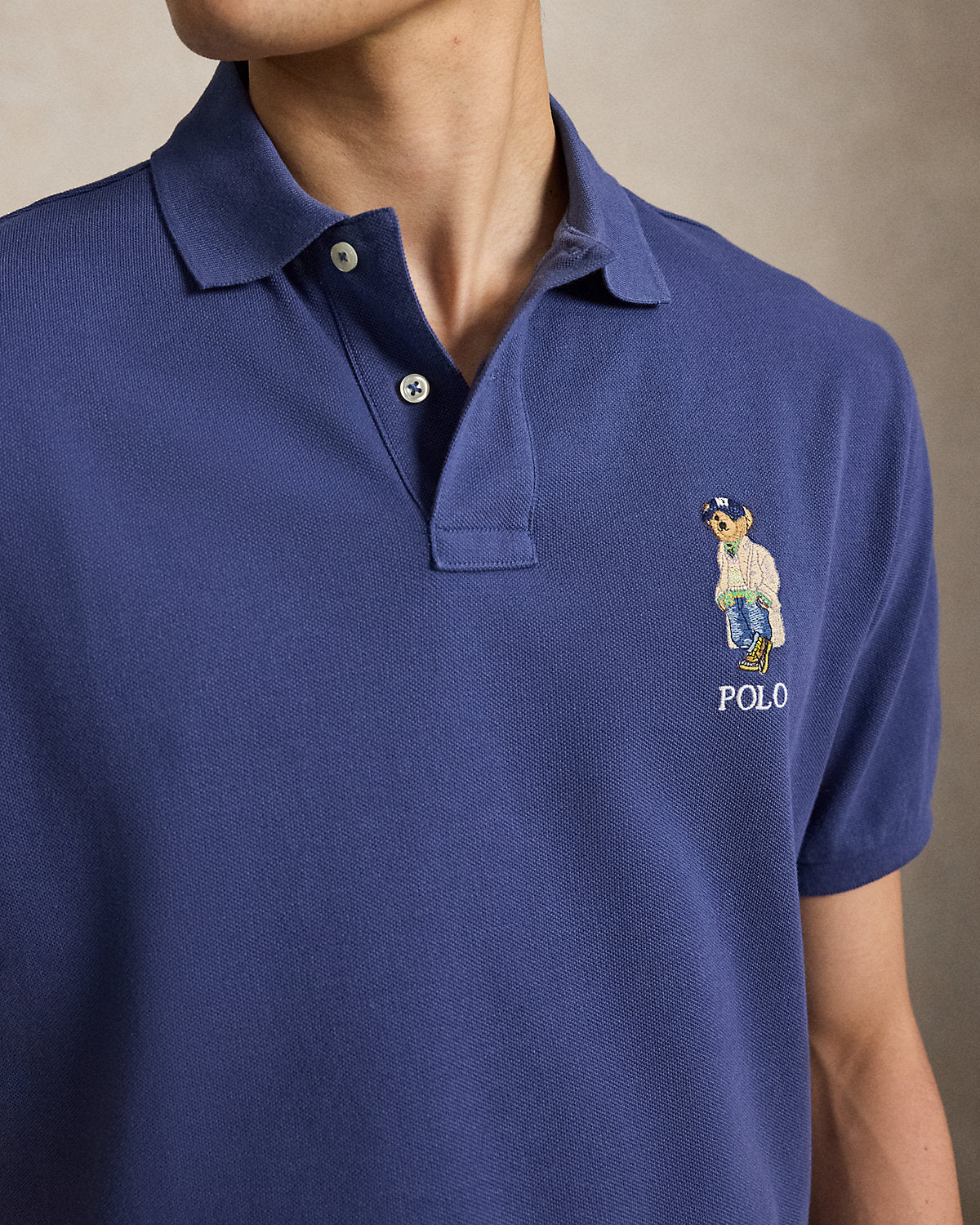 Classic Fit Bear Mesh Polo Shirt