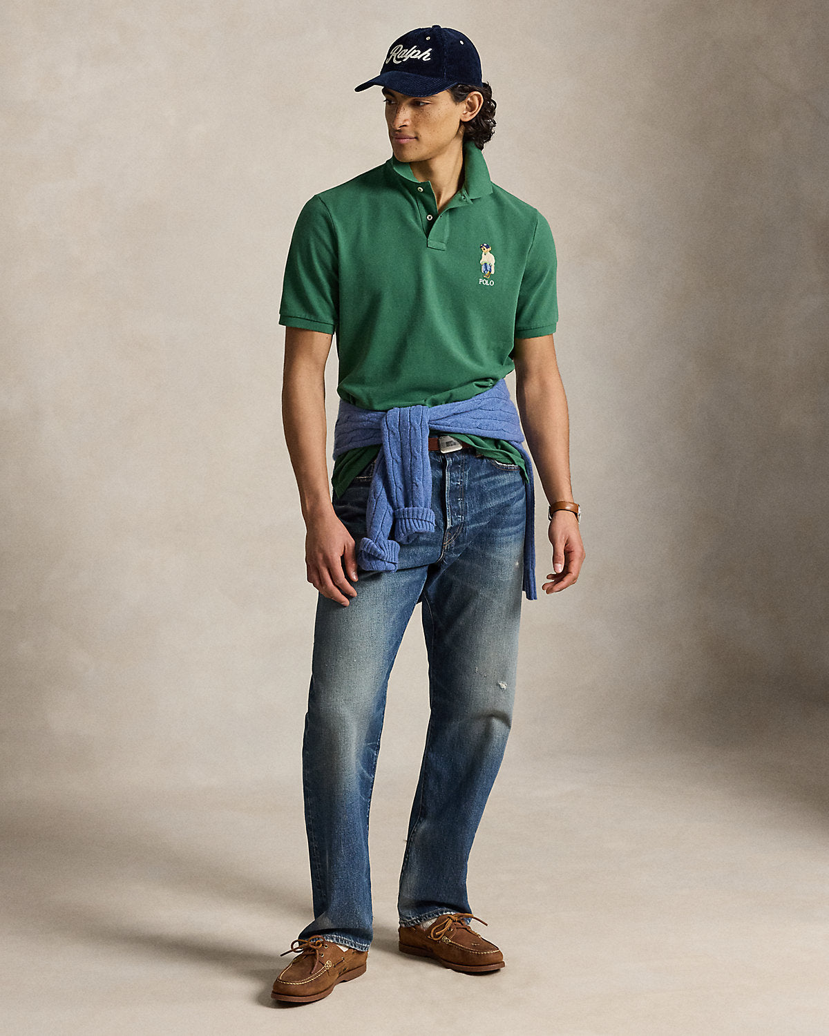 Classic Fit Bear Mesh Polo Shirt
