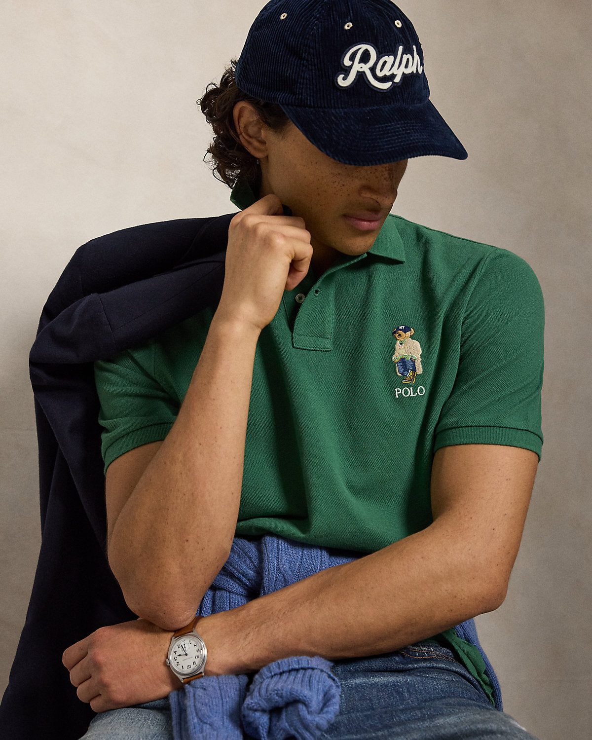 Classic Fit Bear Mesh Polo Shirt
