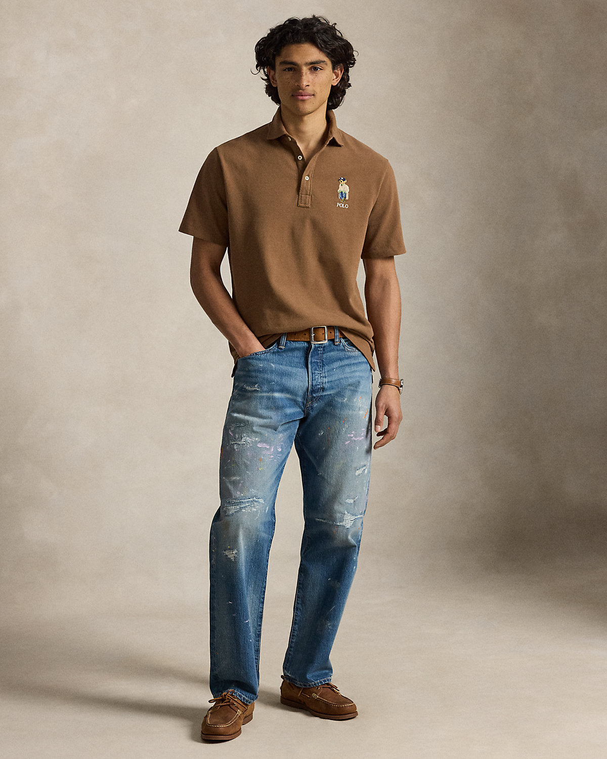 Classic Fit Bear Mesh Polo Shirt